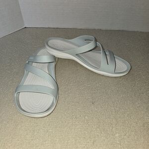 CROCS Swiftwater Mineral Blue /white Slide Sandals size 7